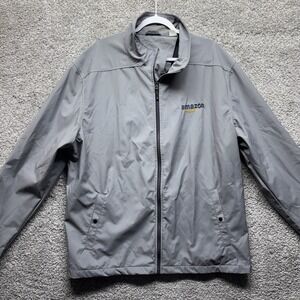 Amazon Logo Logistics Windbreaker Mens 3XL Jacket Elevate Full Zip Gray Pockets